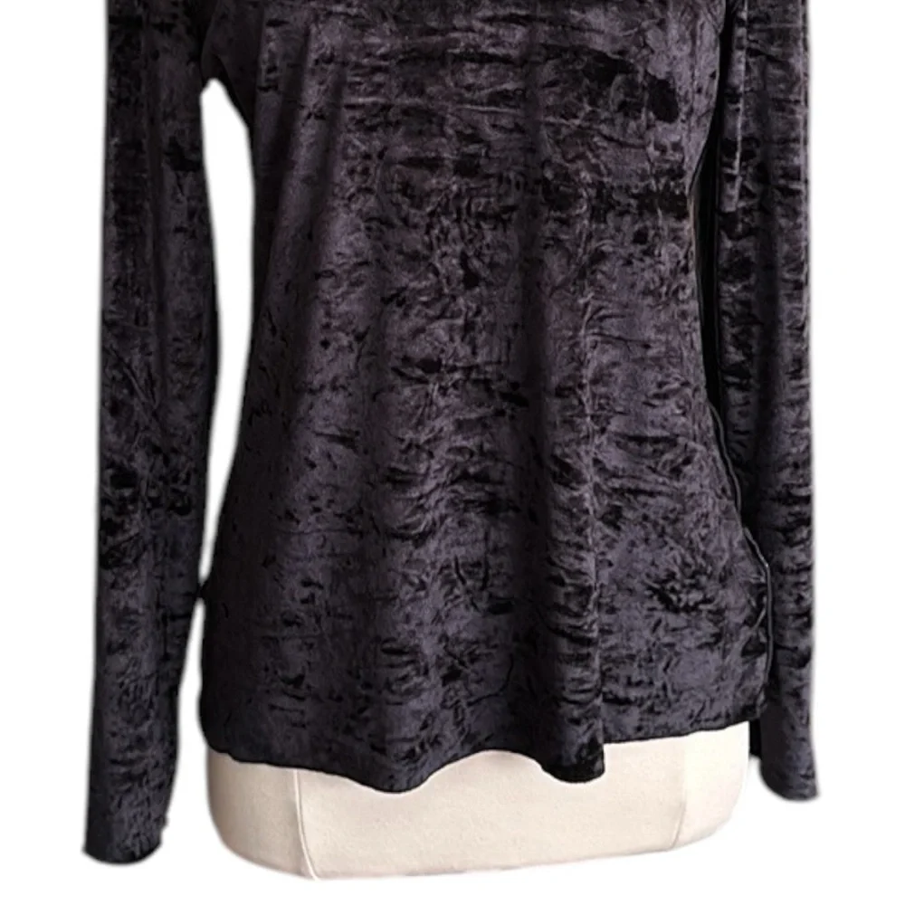 BOGNER Black Crushed Velvet Turtleneck Top Y2K Gothic Après Ski Performance 14 - Picture 5 of 16